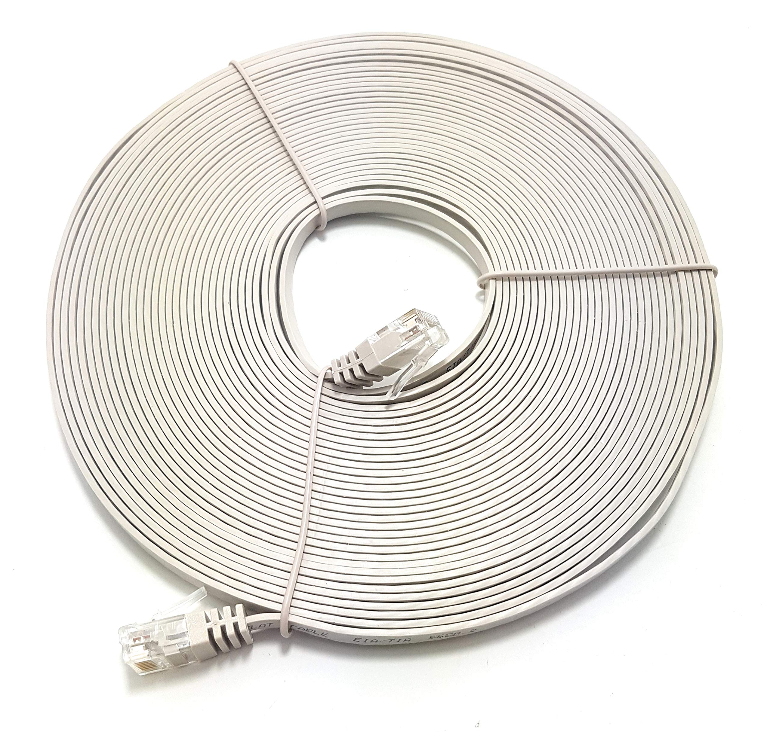 MainCore 10m Beige Flat Cat6 Ethernet RJ45 to RJ45 GIGABIT High Speed Network LAN Patch Moderm Router TV Cable Lead … (10m)