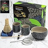 TEANAGOO 9 Pcs Matcha Whisk Set,Ceramic Matcha Set,Matcha Kit for Ceremony,Matcha Tea Set for Making Breakfast/Matcha Latte,Matcha Whisk and Bowl Set with 2 Matcha Cups(7.2oz),Gift for Matcha Lover