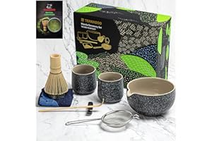 TEANAGOO 9 Pcs Matcha Whisk Set,Ceramic Matcha Set,Matcha Kit for Ceremony,Matcha Tea Set for Making Breakfast/Matcha Latte,Matcha Whisk and Bowl Set with 2 Matcha Cups(7.2oz),Gift for Matcha Lover