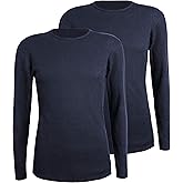 Comfneat Men's 2-Pack Thermal Long Sleeve Undershirt Waffle Knit Soft Comfy Crew Neck Underwear Top Shirts for Men