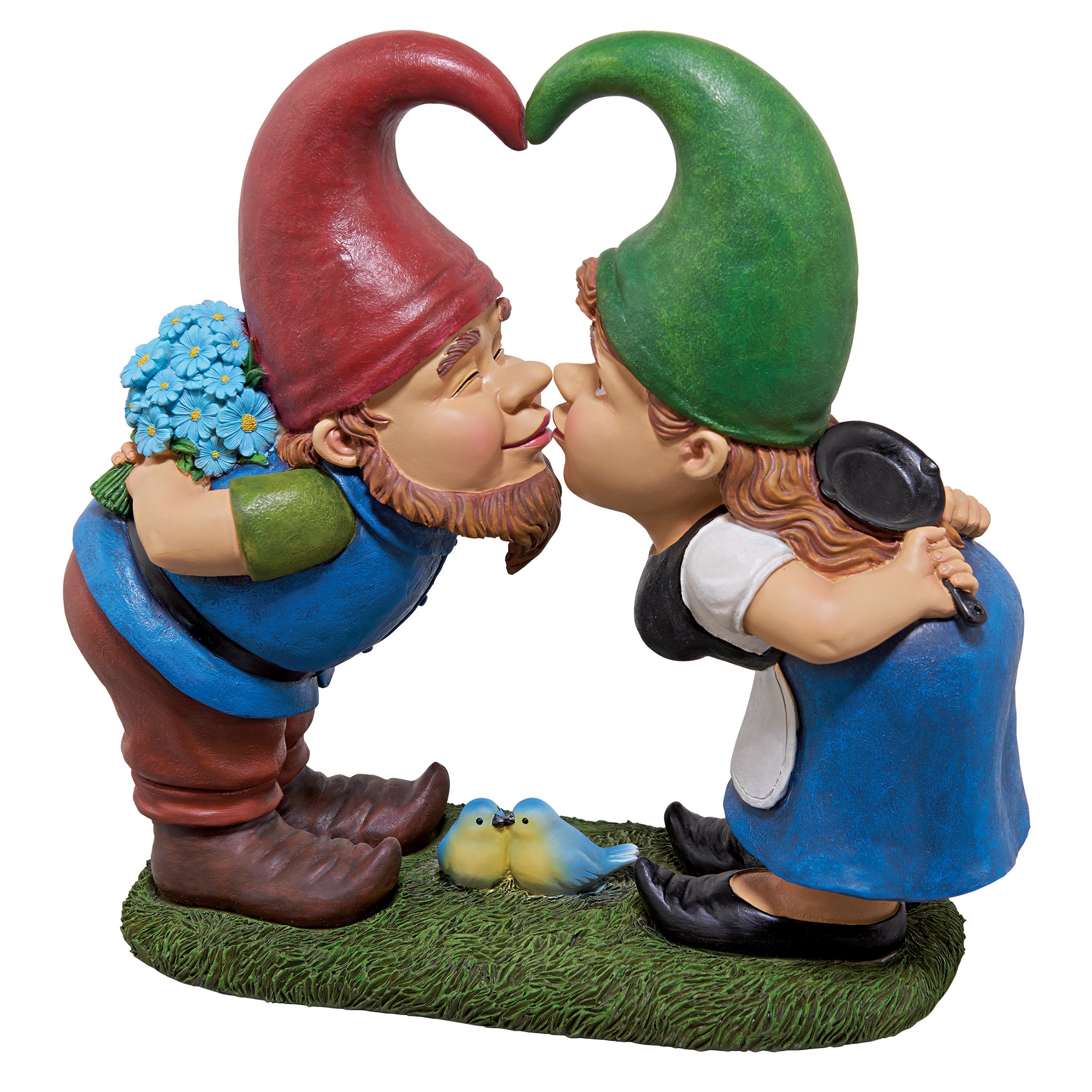 Design Toscano QM2796400 Garden Gnome Statue - Kiss and Tell Lover Gnomes - Lawn Gnome, Full Color