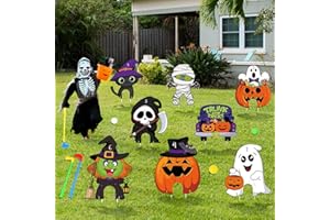 FUNNYPARS 8Pcs Halloween Mini Golf Game Set, Halloween Yard Sign Games for Kids Party, Mini Golf Toy Game Include Clubs Balls Yard Sign Holes for Halloween Party Teens Golf Yard Lawn Indoor Outdoor Decorations