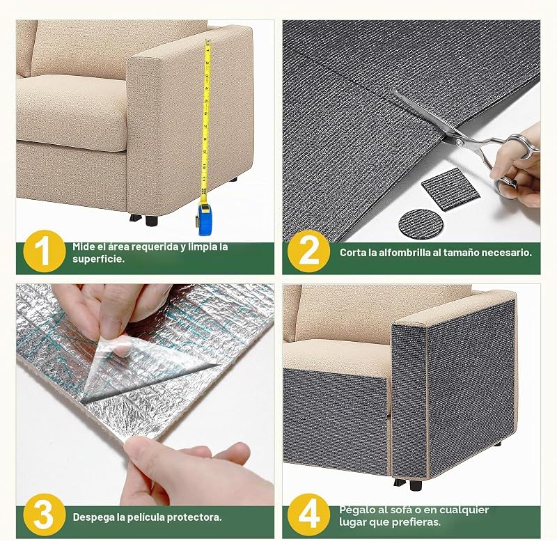 Alfombrilla Rascadora para Gatos Autoadhesiva, Tablero Rascador para Gatos, Protector Sofa Gatos Arañazo, Alfombrilla Rascadora para Gatos,Protector De Muebles Antiarañazos, 200cm×40cm