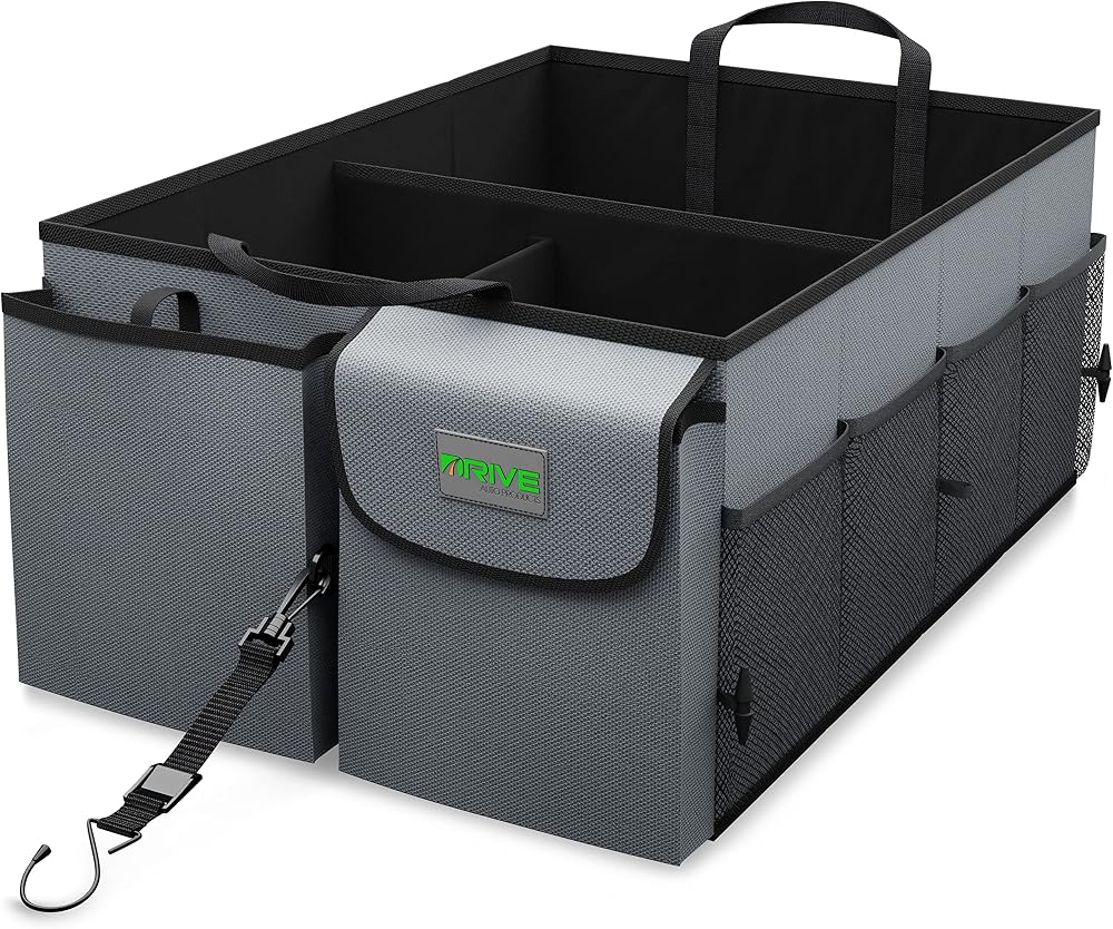 Drive Auto Products Car Boot Organiser Gray with Tie Down Straps