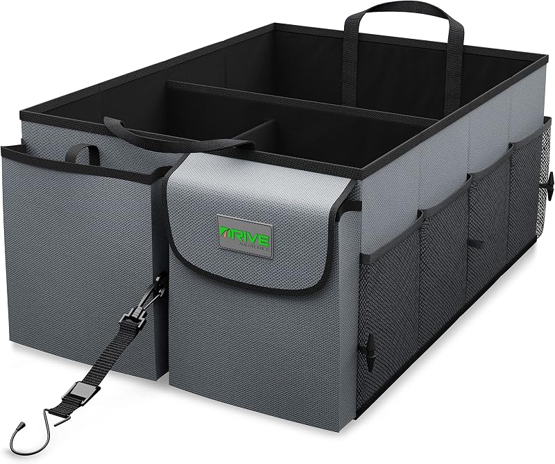 Drive Auto Products Car Boot Organiser Gray with Tie Down Straps