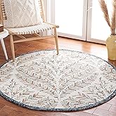 SAFAVIEH Capri Collection Area Rug - 5' Round, Ivory & Green, Handmade Wool, Ideal for High Traffic Areas in Living Room, Bed