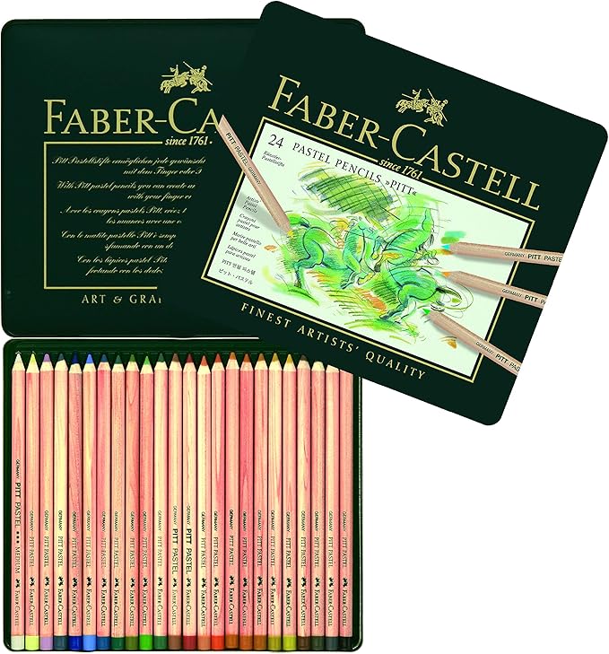 Faber Castell 112124 Crayon Pitt Pastel Boite Metal De 24 Pieces Amazon Fr Fournitures De Bureau