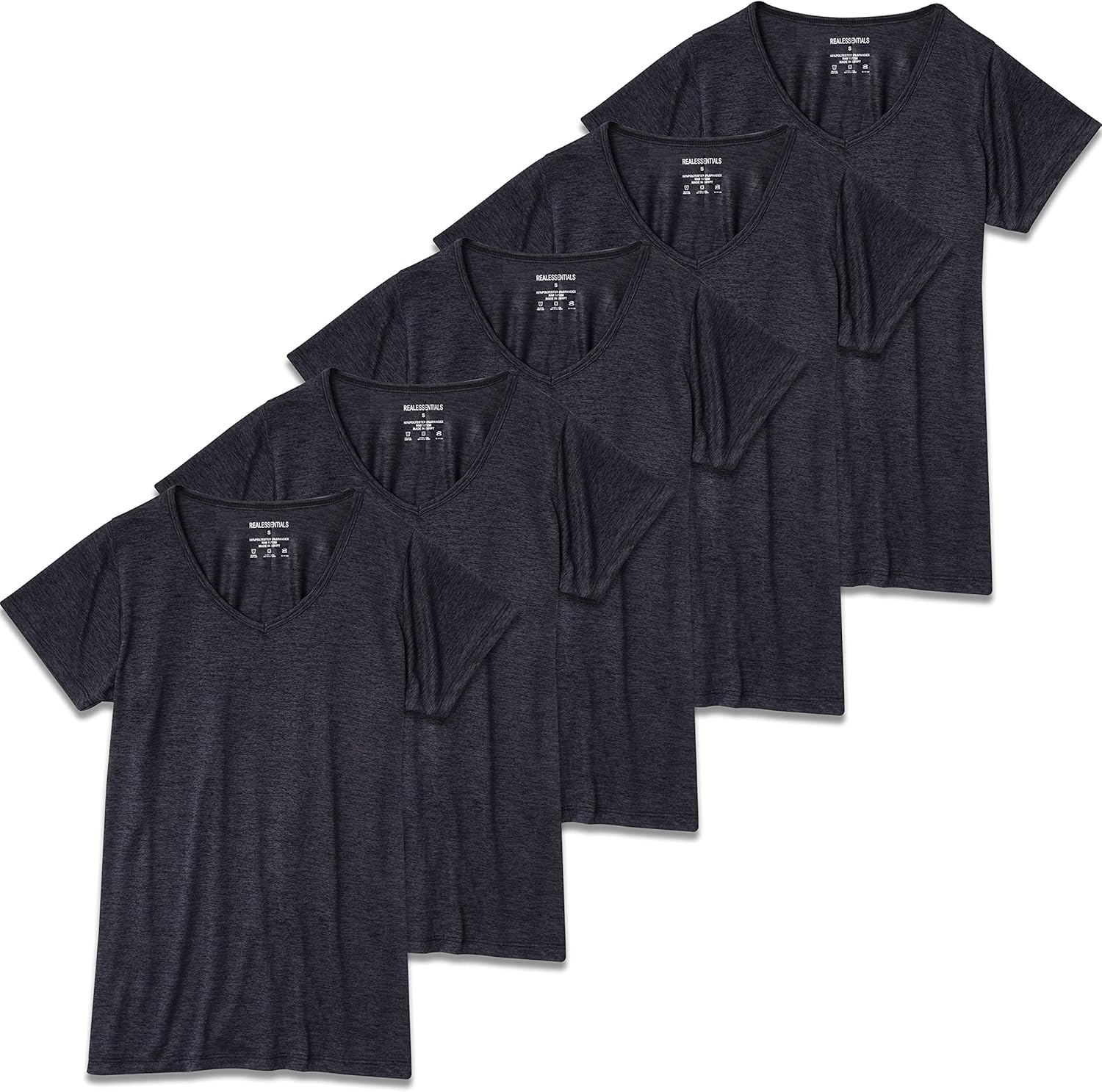 5-Pack Women's Short Sleeve V-Neck Activewear T-Shirt Dry-Fit Moisture Wicking Perfomance Yoga Top: Clothing
