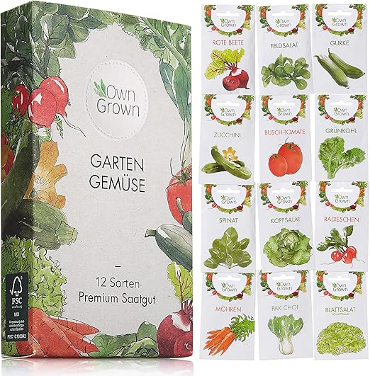 Gemuse Samen Set Von Owngrown 12 Sorten Premium Gemuse Saatgut Gemuse Anbauen Im Garten Oder Hochbeet Gemusesamen Sortiment Im Praktischen 12er Gemuseset Amazon De Garten
