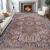 ISEAU Washable Vintage Rugs - 6x9 Bedroom Area Rugs, Large Indoor Machine Washable Non-Slip Rugs for Living Room, Dining Room, Kitchen, Office, Soft Low Pile Vintage Floor Carpets Home Decor