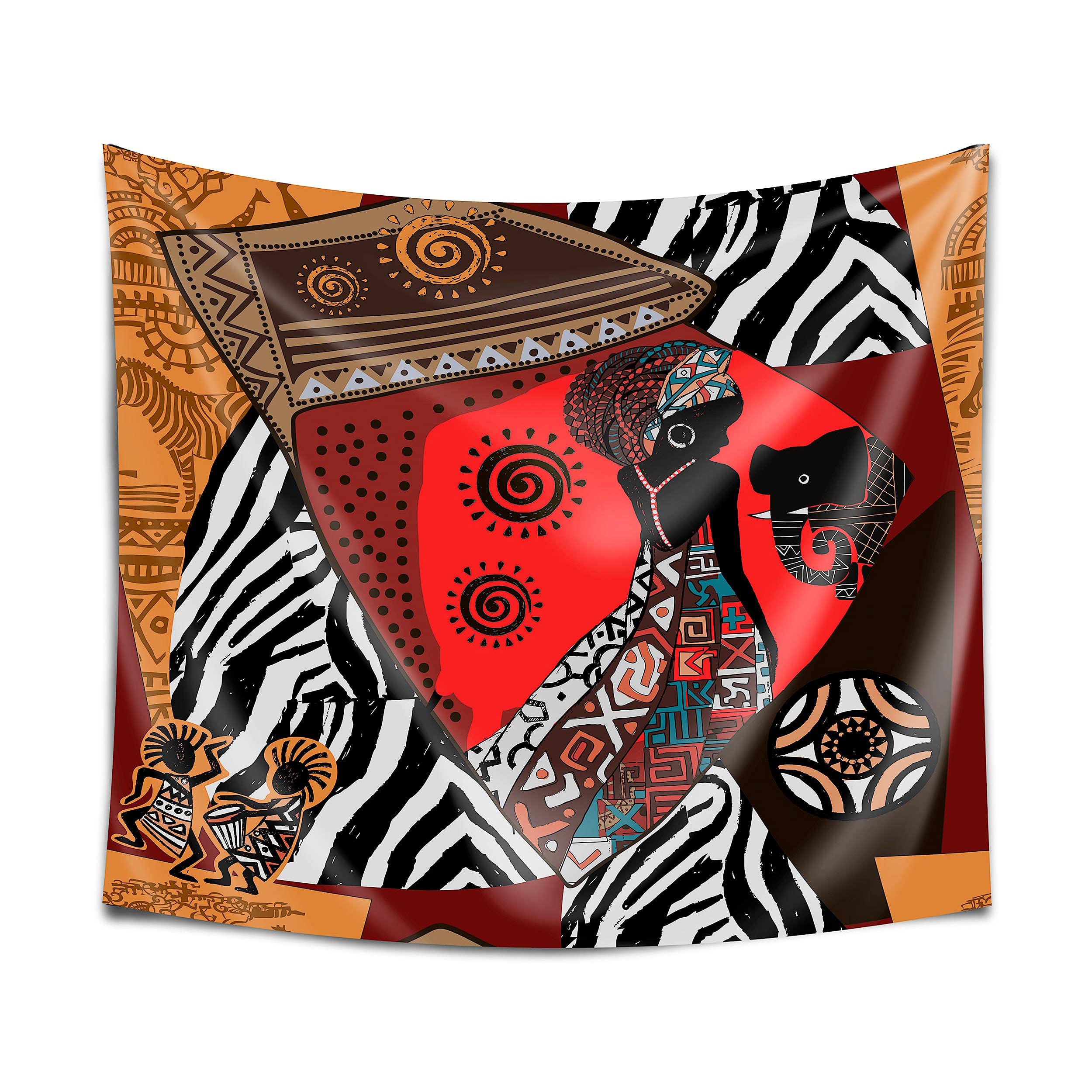 DekoArte TP33- Modern Wall Tapestry Digitized Art Print | 100% Polyester Fabric Decoration for Your Living Room or Bedroom | Floral Style on White Background | 150 x 130 cm