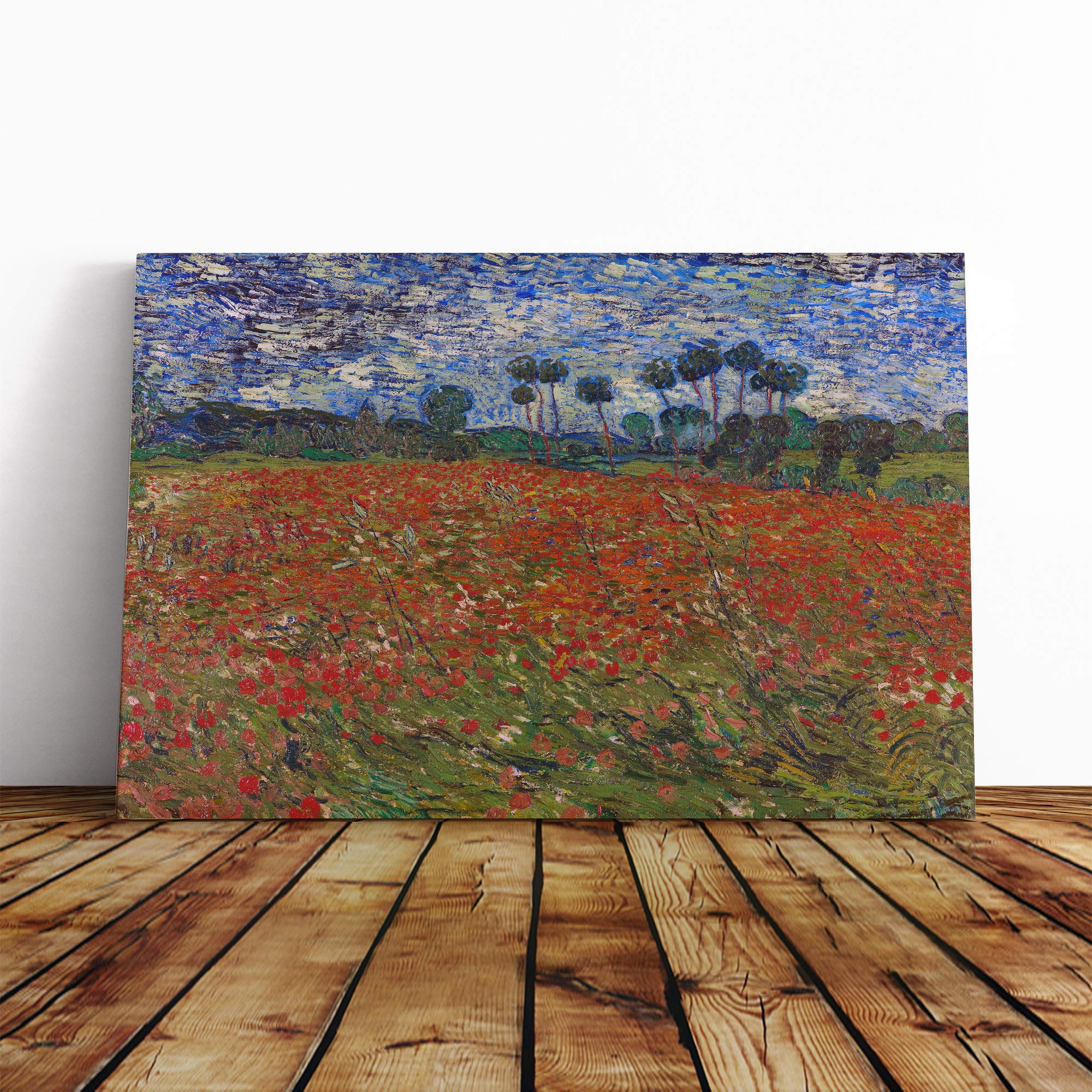 Vincent Van Gogh Poppy Field Canvas Print | Gallery Wrapped 30mm Frame Wall Art | 20x14 inches | Ready to Hang | Modern Floral Picture | Living Room Bedroom Lounge Office