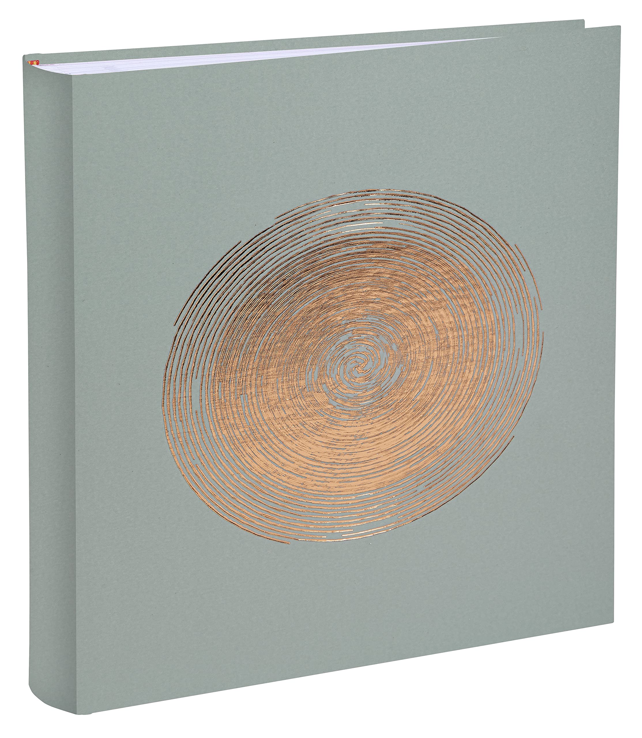 Exacompta - Ref. 16263E - ELLIPSE book photo album - 300 photos - 60 white pages - size 29 x 32 cm - green imitation leather cover with rose gold marking in the shape of an ellipse