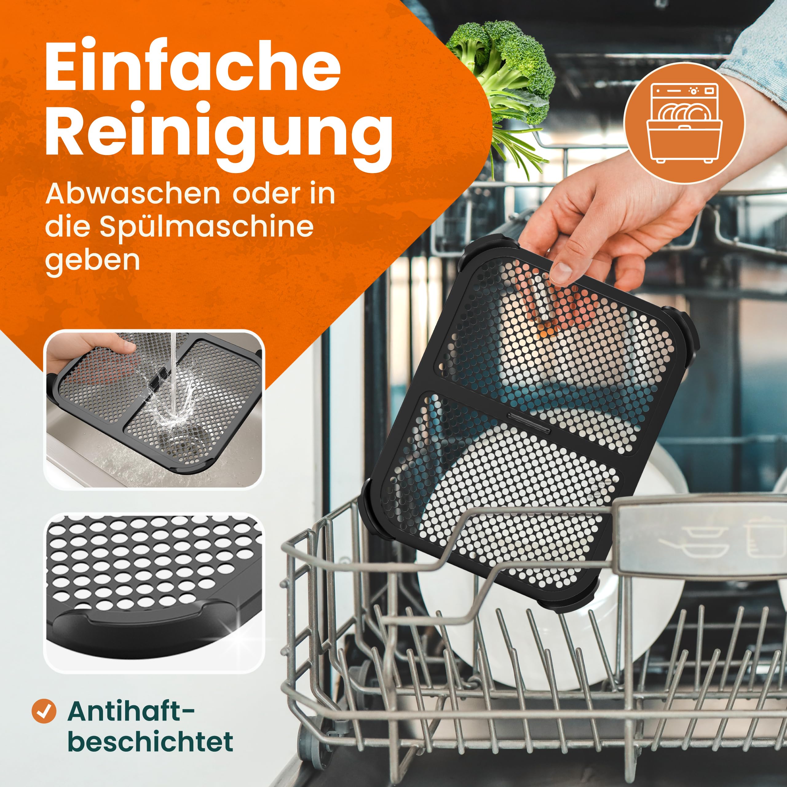KRUSTENWERK® 2x Premium Spritzschutz Ninja AF400EU | Spritzschutz Airfryer Ninja [TESTSIEGER] Ninja Heißluftfritteuse Zubehör für Ninja Foodi Max Dual Zone | Airfryer Zubehör E-Book 150 Rezepte 4