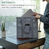 VENO 4 Pack Reusable Grocery Bags with Hard Bottom Front Pocket Gray view 7