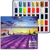 Mozart Premium Japanese Watercolor Paint Set – 40 Rich Water Color –Include Solid, Metallic & Neon Water Colors – Artist Qual