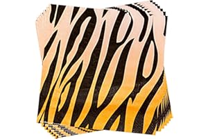 Blue Orchards Tiger Stripe Lunch Napkins (100 Pack) - Tiger Party Supplies, Tiger Birthday Decorations, Tiger Plates And Napkins, Jungle Party Decorations, Wild One Birthday