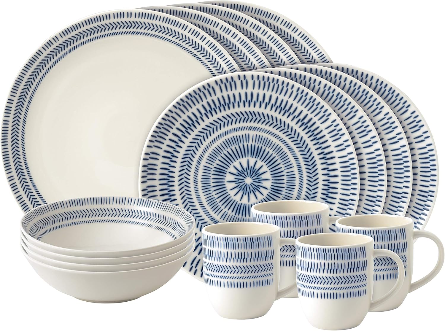 Royal Doulton Ellen DeGeneres 16 Piece Dinnerware Set Dark Blue Chevron