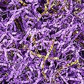 Outus 0.5 LB Purple Gold Crinkle Cut Paper Shred Filler Metallic Shredded Papers Confetti Gift Box Basket Crinkle Paper Filler Packing Grass Cushion Shredded Tissue Stuffing Christmas Birthday Wrap