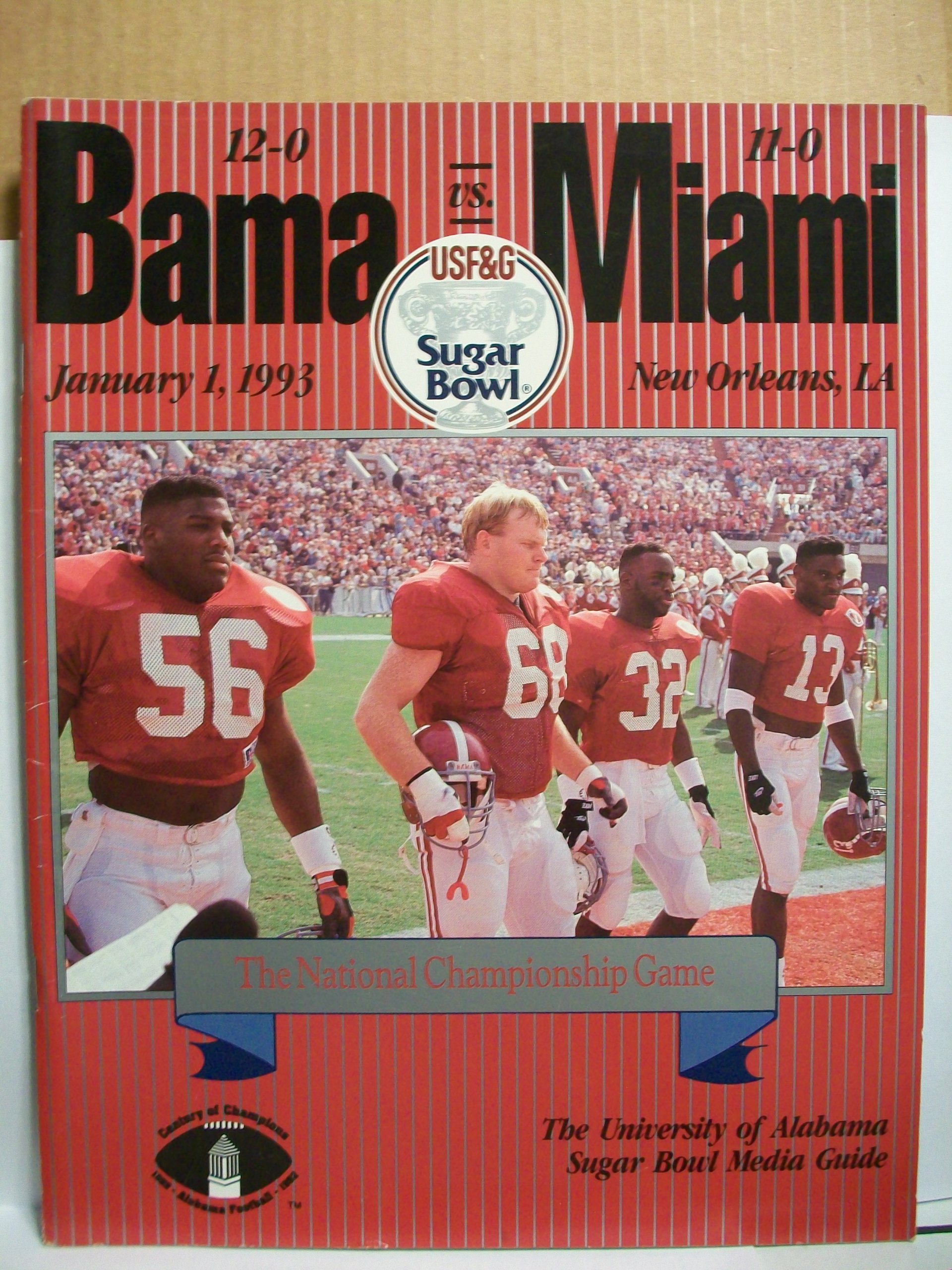 University Of Alabama 1993 Sugar Bowl Media Guide The