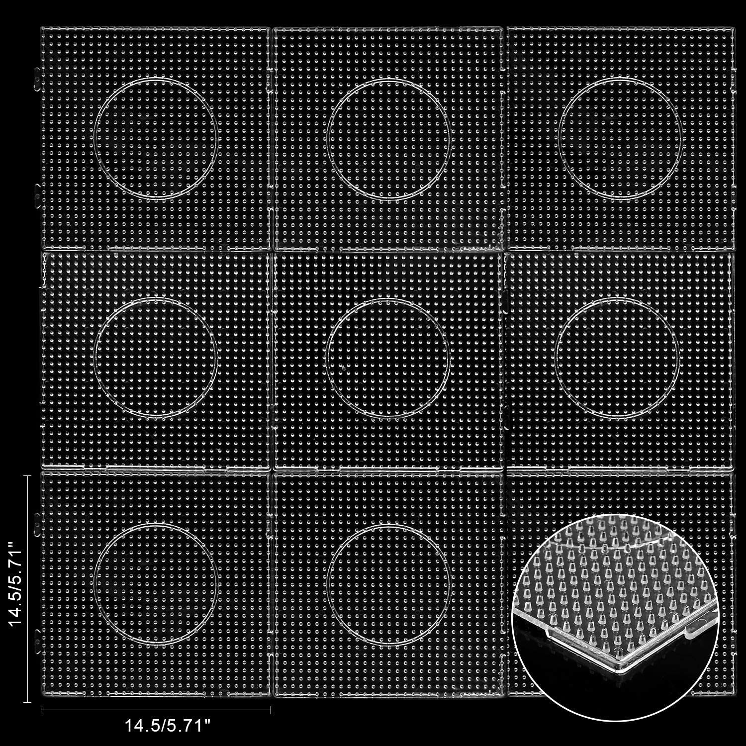 9pcs 5mm Large Square Fuse Beads Pegboards Plastic Beads Boards with Ironing Paper, Beads Tweezers Craft Beads