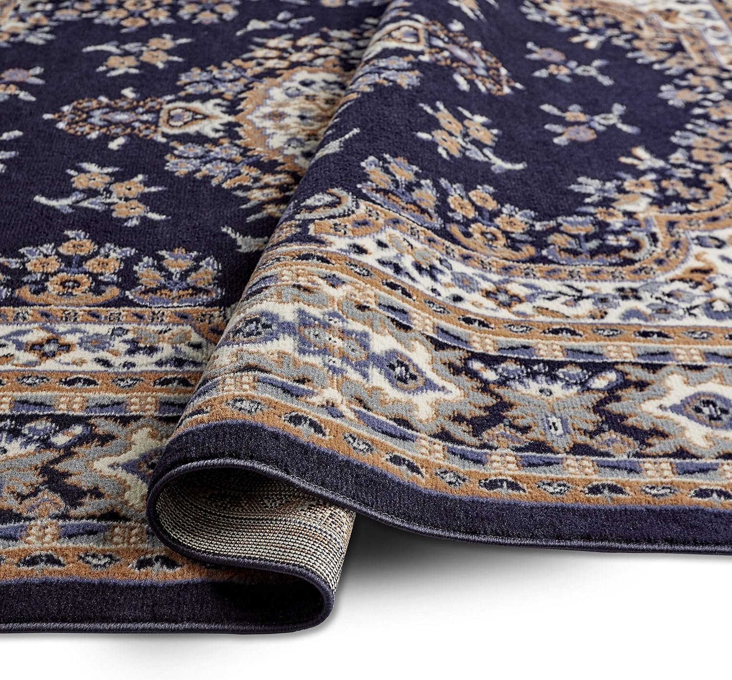 Home Dynamix Premium Sakarya Traditional Medallion Border Area Rug, Navy Blue, 7'8"x10'7" Rectangle: Furniture & Decor