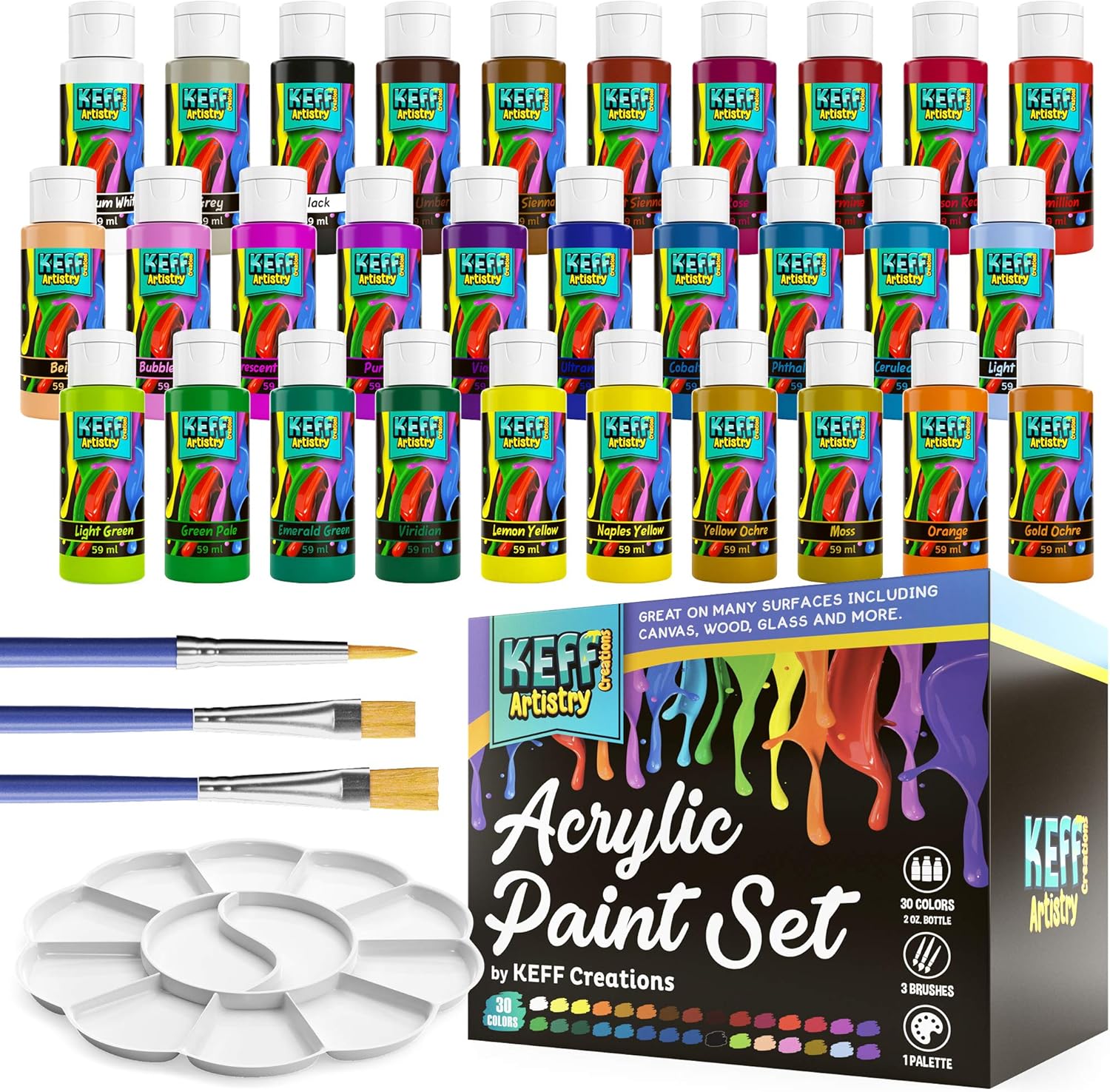 Acrylic Paint, Acrylic Paint Set, 30 Colors Paint Set. Painting Supplies, Great art supplies for acrylic paints. glass paint, outdoor acrylic paint, wood paint, rock paint, paint for glass.: Home Improvement