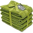 Mellow Buff 100% Cotton Terry Dish Towels, 4 Pack Plain, 16 x26 Inches, Super Soft and Absorbent Kitchen Towels, Perfect for Kitchen Cleaning and Dish Washing | Green