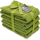 Mellow Buff 100% Cotton Terry Dish Towels, 4 Pack Plain, 16 x26 Inches, Super Soft and Absorbent Kitchen Towels, Perfect for Kitchen Cleaning and Dish Washing | Green
