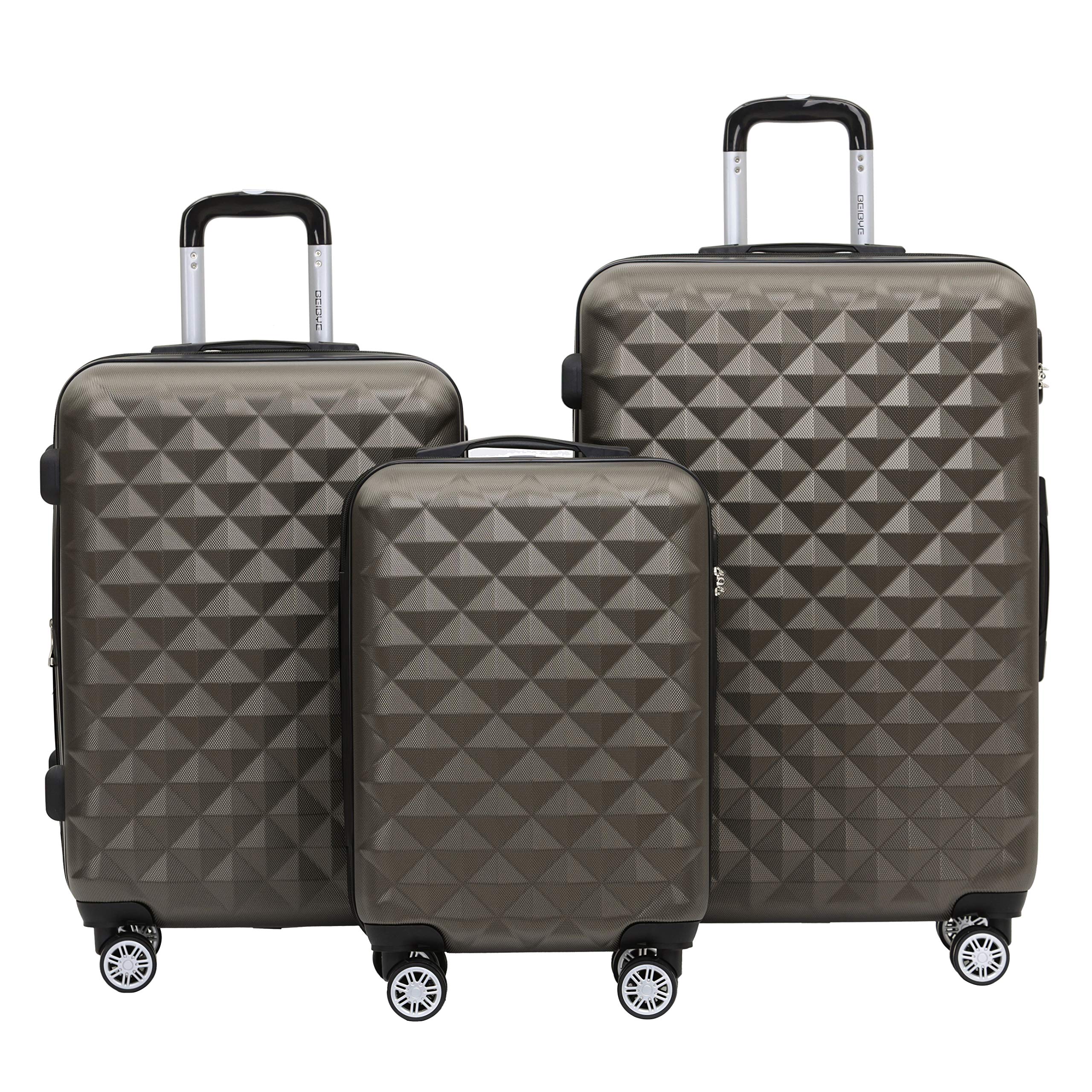 BEIBYE Trolley Koffer Reisekoffer Reisekofferset Gepäckset Kofferset 4 Zwillingsrollen Hartschale (Coffee)