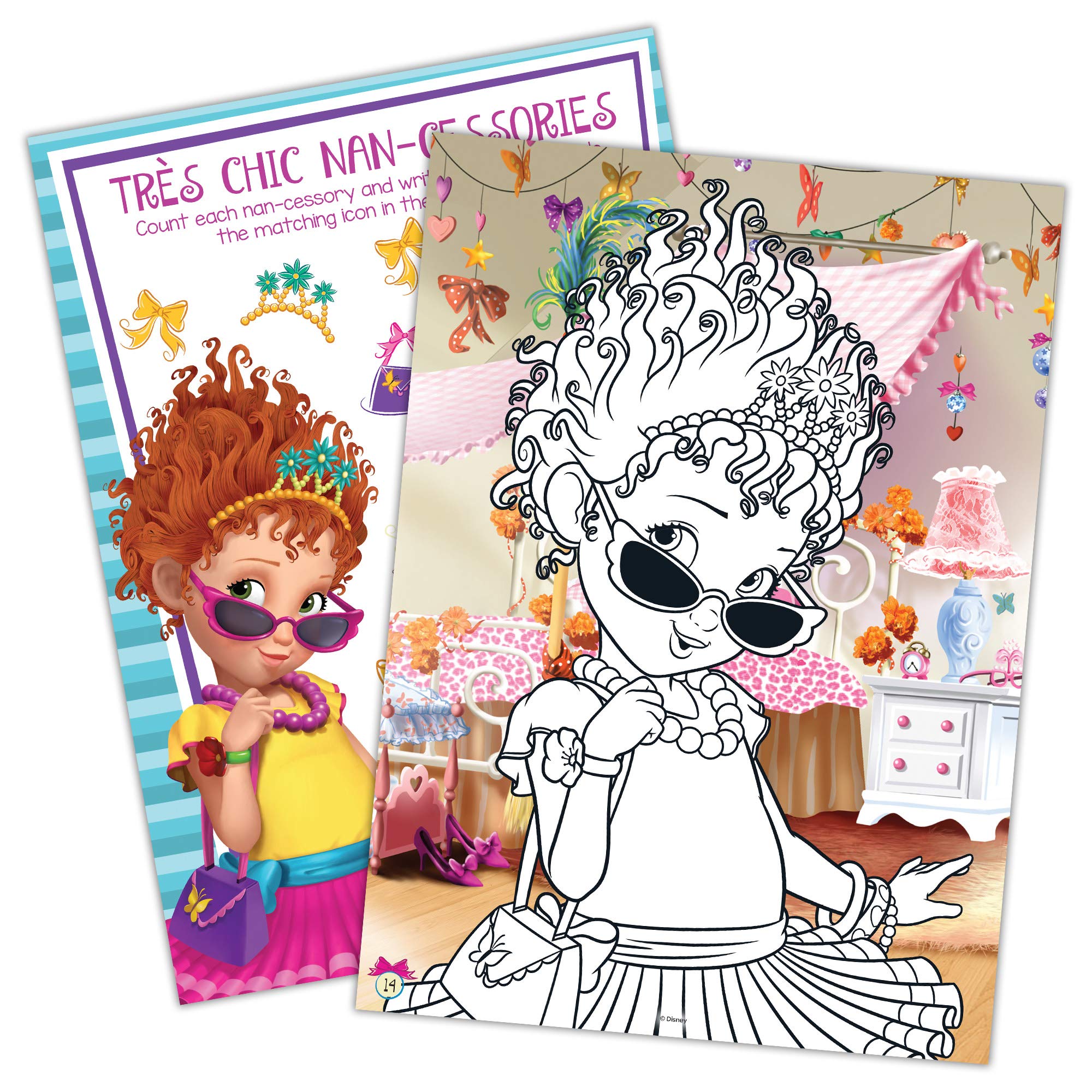 Fancy Nancy Disney 48-Page Coloring and Activity Book with 12 Mini Colored Pencils 47535 Bendon