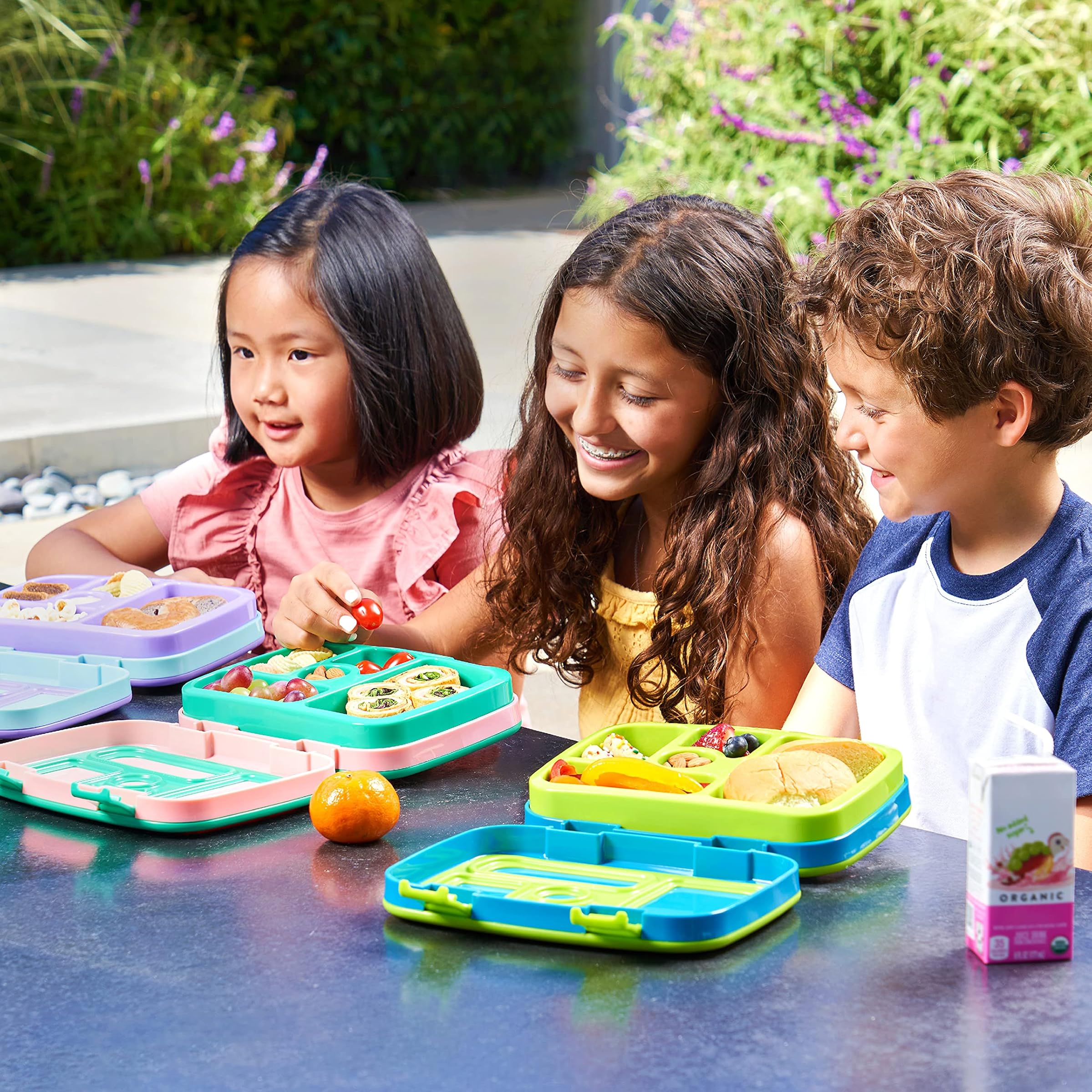 Bentgo Kids Printed Unicorn Leak Proof 5 Compartment Bento Style - Ideal Portion Size for Children Ages 3 to 7 Years Old BPA Free Food Safe Material