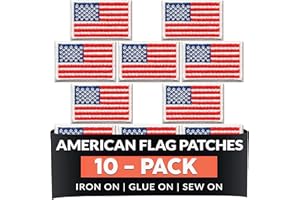 Laughing Lizards Small American Flag Patches (10-Pack) Patriotic Embroidered Iron-On US Flag Patch Appliques, Iron On, Glue On, or Sew On to Uniforms, Hats, Backpacks, Jackets, Pants, & Accessories