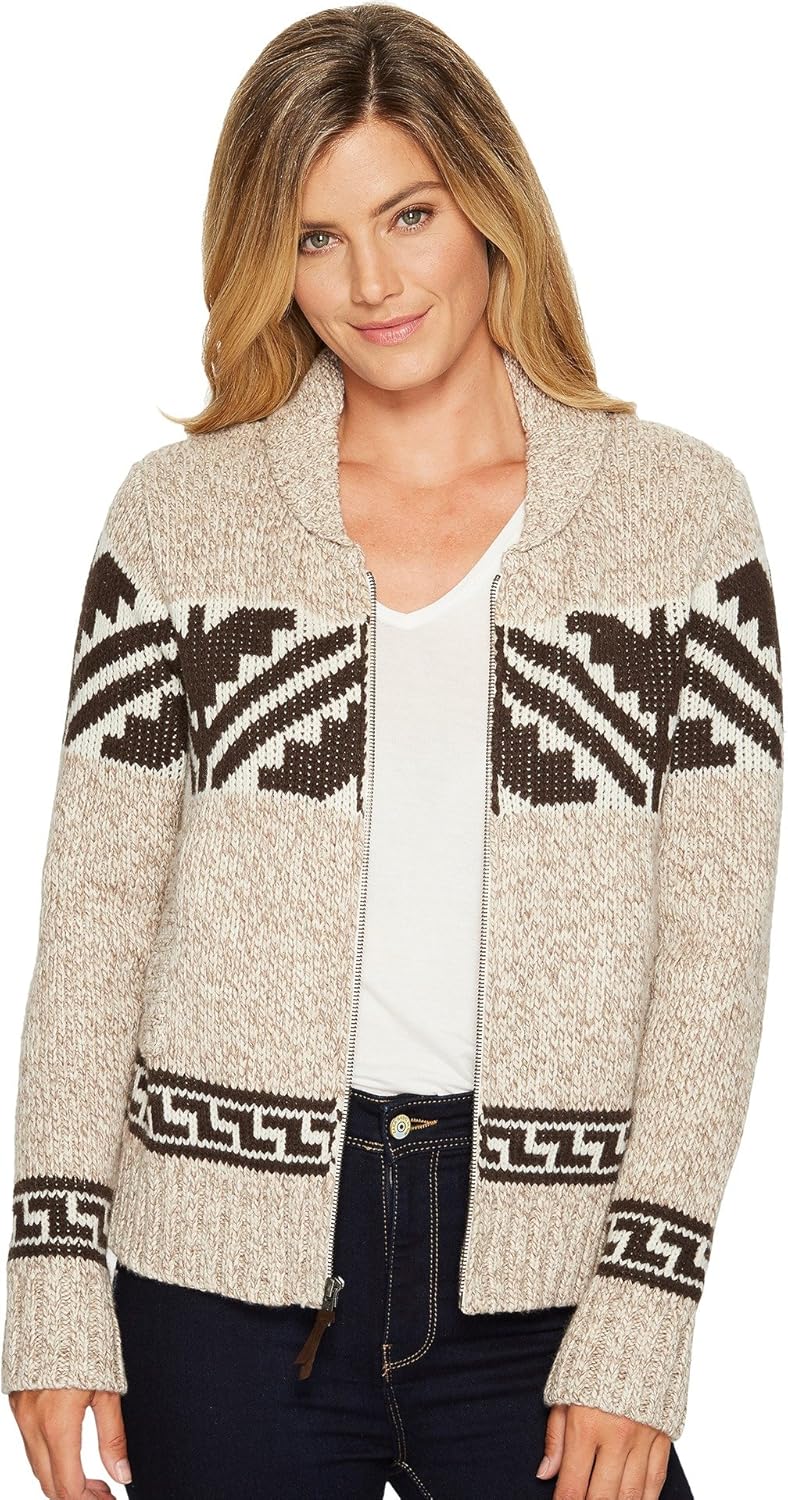 Pendleton Women's Maude Wool Blend Cardigan Sweater, Natural Heather