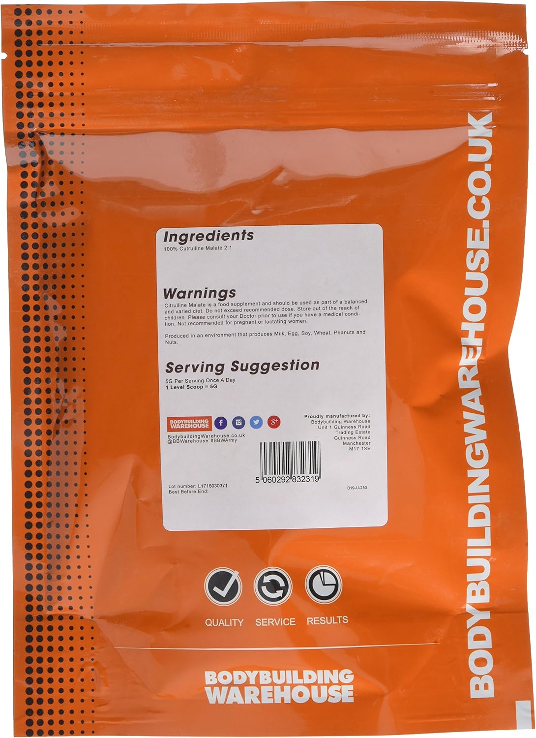 Bodybuilding Warehouse Pure Citrulline Malate Powder Unflavoured 250 g - Image 3