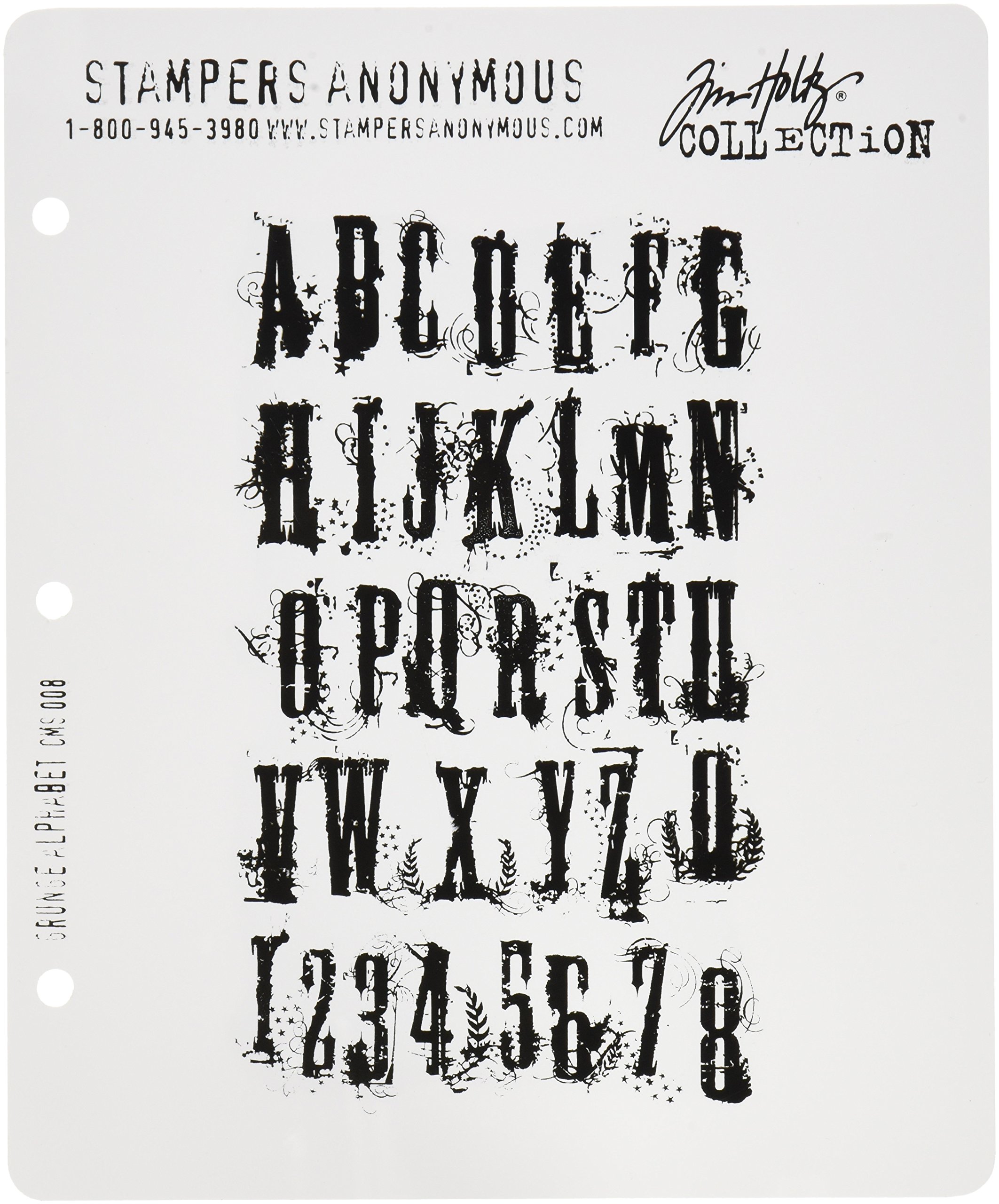 Stampers Anonymous Tim Holtz Cling Stamps 7"X8.5", Grudge Alphabet