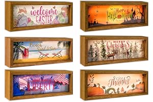 HOME DECOR SAILINGSTORY SAILINGSTORY Interchangeable Holiday Decor 6 Seasonal Decor Night Light Shadow Box Easter Summer 4th of July Halloween Thanksgiving Christmas Decorations