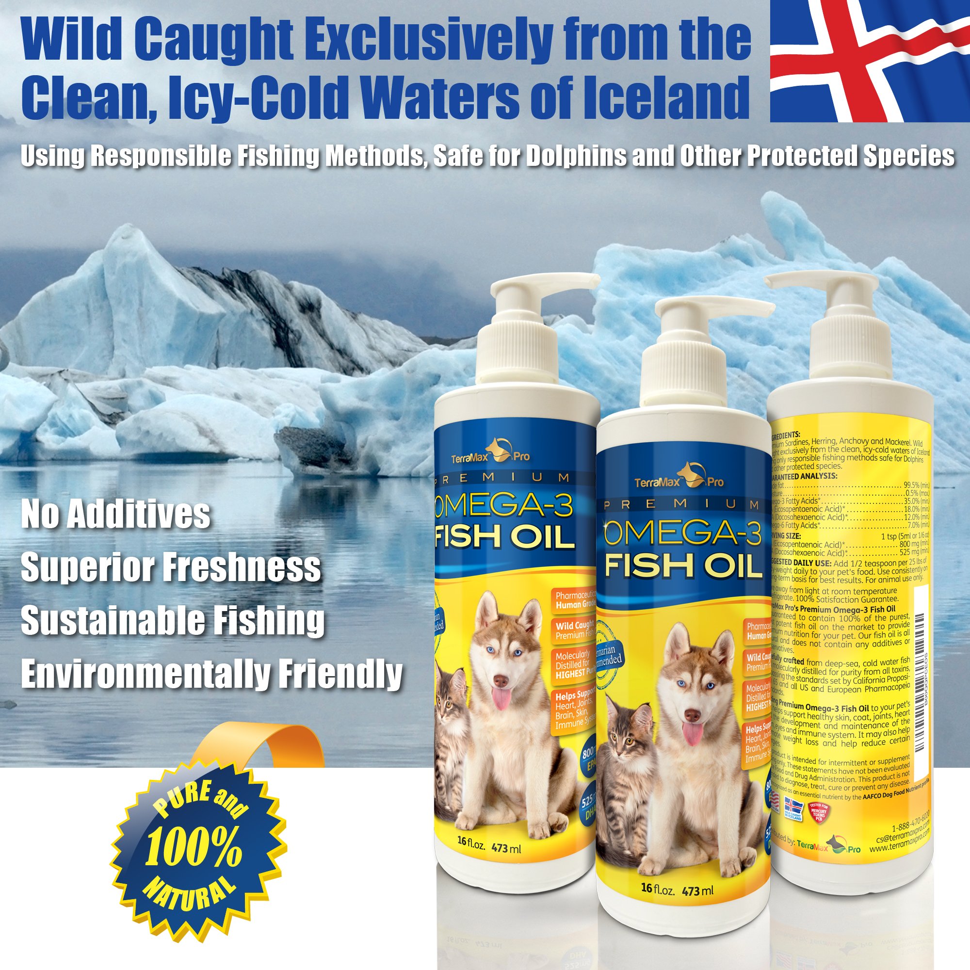 TerraMax Pro Liquid Omega3 Fish Oil for Dogs and Cats, 16