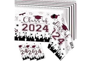 Erweicet Maroon Graduation Tablecloth 3pcs, Maroon Graduation Decorations Supplies 2024 Class of 2024 Graduation Table Cover Plastic Disposable for Congrats Grad Party Decorations Supplies -54"x108"