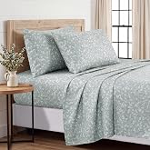 Grey Floral Sheets Cal King 4 Pc Patterned Bed Sheets Set Classic Meadow | 15 Inch Deep Pocket, Soft Microfiber Breathable Wrinkle Free, California King Flower Printed Shabby Chic Bedding For Girls