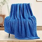 Exclusivo Mezcla Soft Fleece Throw Blanket for Couch, Super Soft Velvet Plush Fleece Blankets, Fuzzy Cozy and Warm for Winter, 50x60 Inches, Cobalt Blue