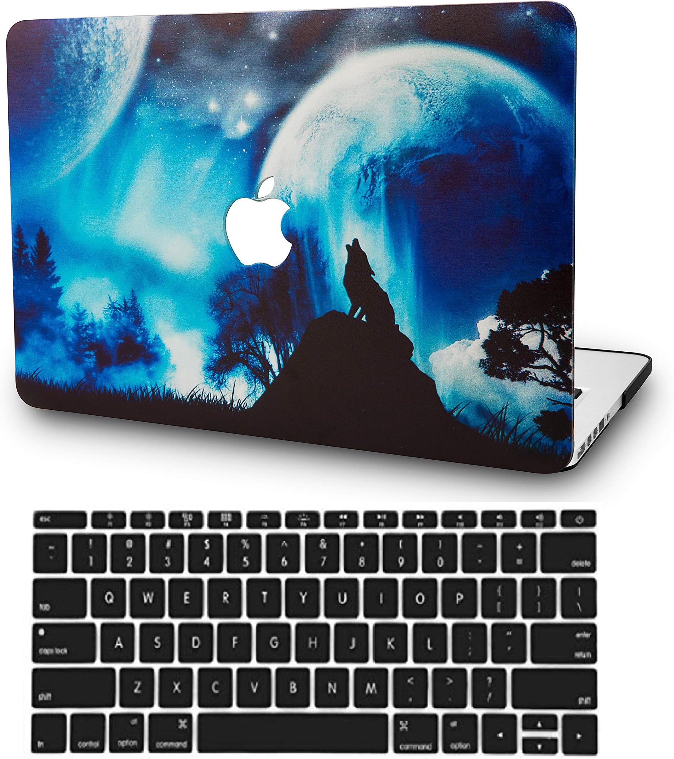 KECC MacBook Pro Retina 13 Inch Case (2015) w/ UK Keyboard Cover Plastic Hard Shell A1502 / A1425 (Wolf)