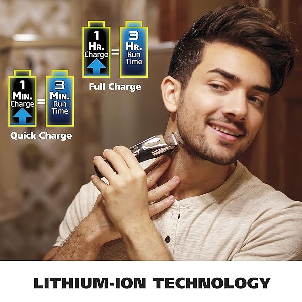 WAHL USA RECHARGEABLE LITHIUM ION ALL IN ONE BEARD TRIMMER FOR MEN WITH DETAIL AND EAR & NOSE HAIR TRIMMER ATTACHMENT – MODEL 9854-600B
