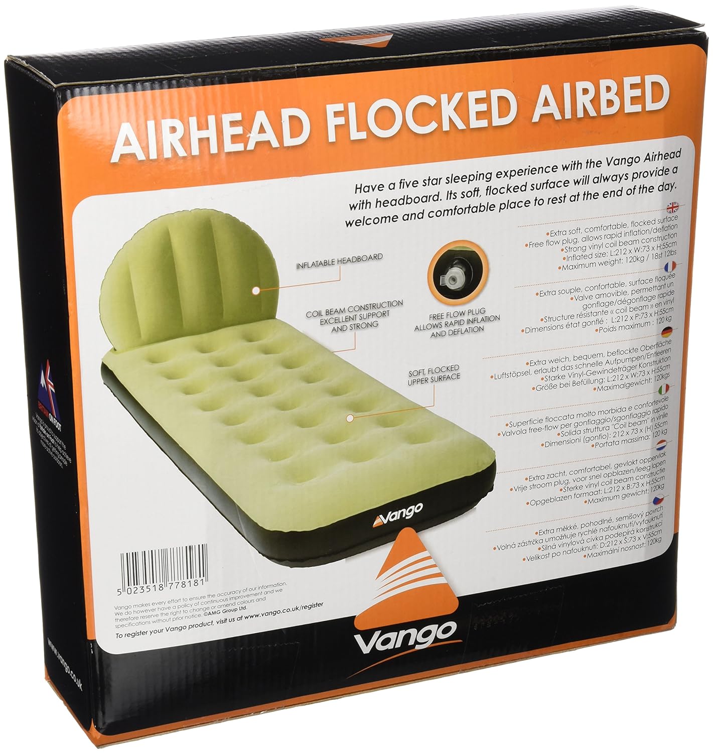 vango flocked airbed
