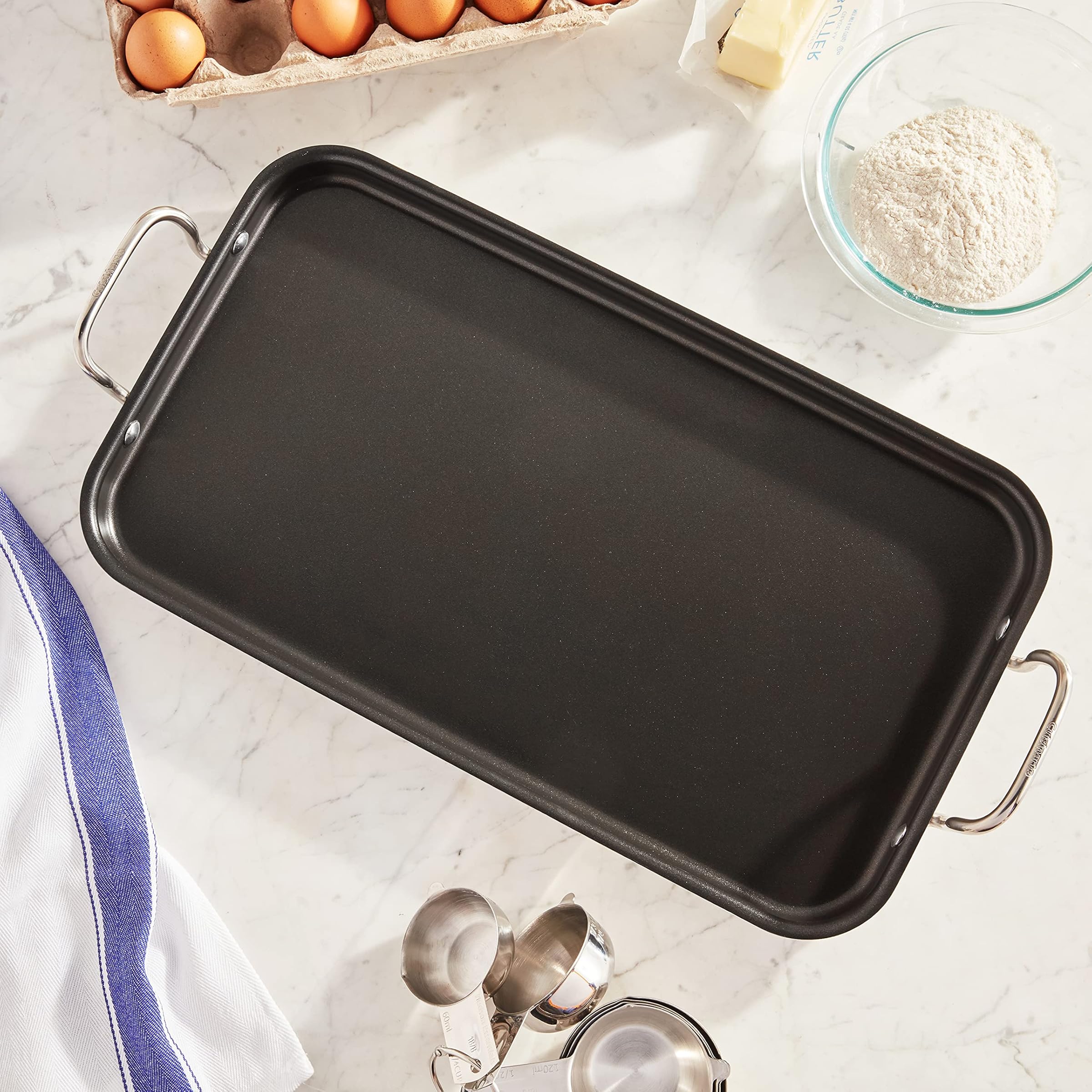 Cuisinart ダブルバーナーグリドル 10インチ x 18インチ ステンレススチール
