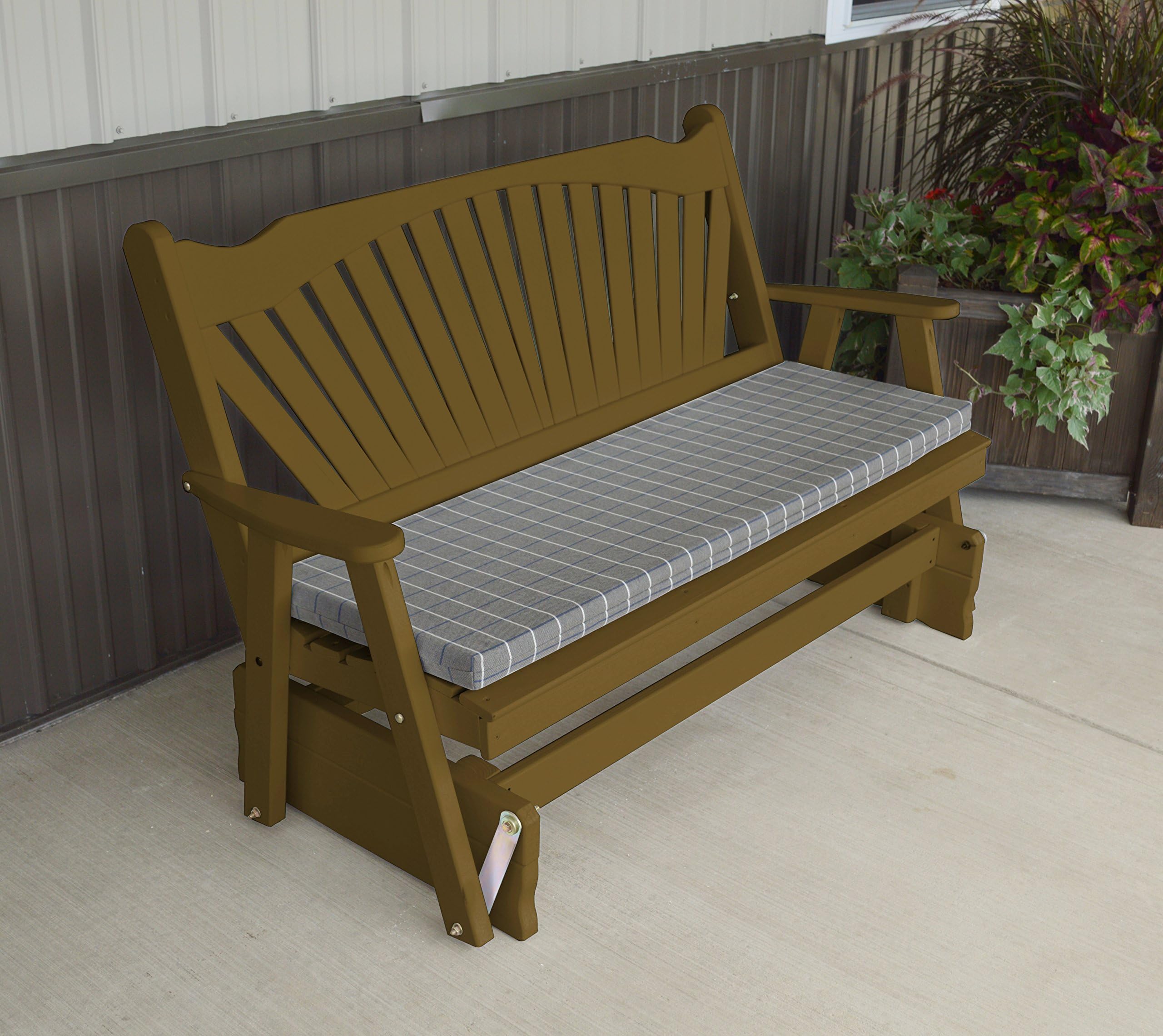 Porch Glider Bench with Fanback Designer Detail - Amish Made in The USA - Comfortable Outdoor Patio Furniture for Porches and Entryways (Chocolate)