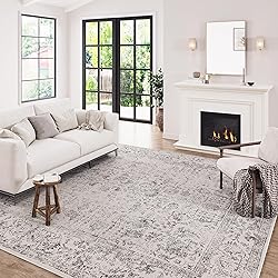 PureCozy Grey Area Rug 8x10 Indoor Vintage Living