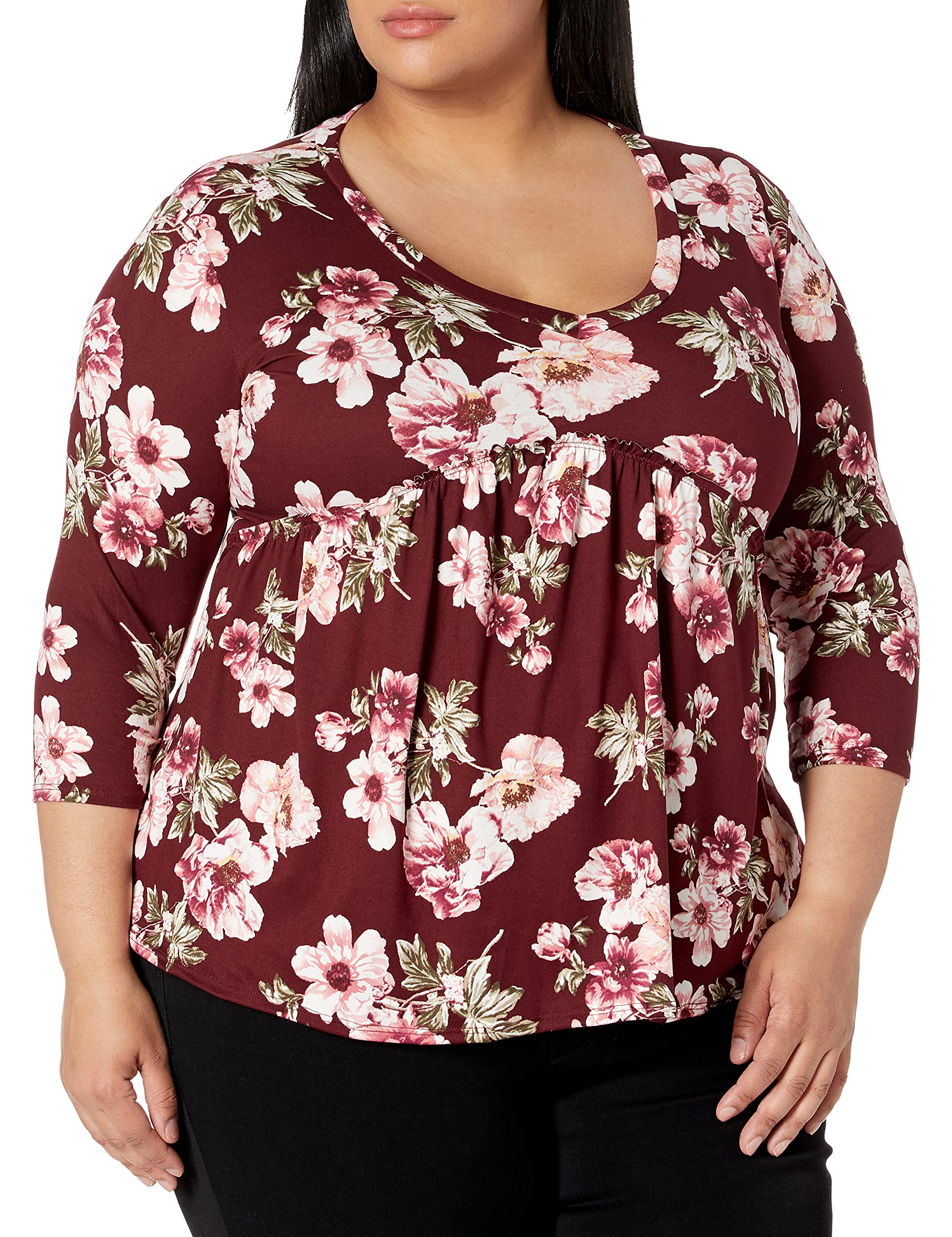 Star Vixen Women's Flowy Button Front Top - Short Sleeve Pleated Blouse