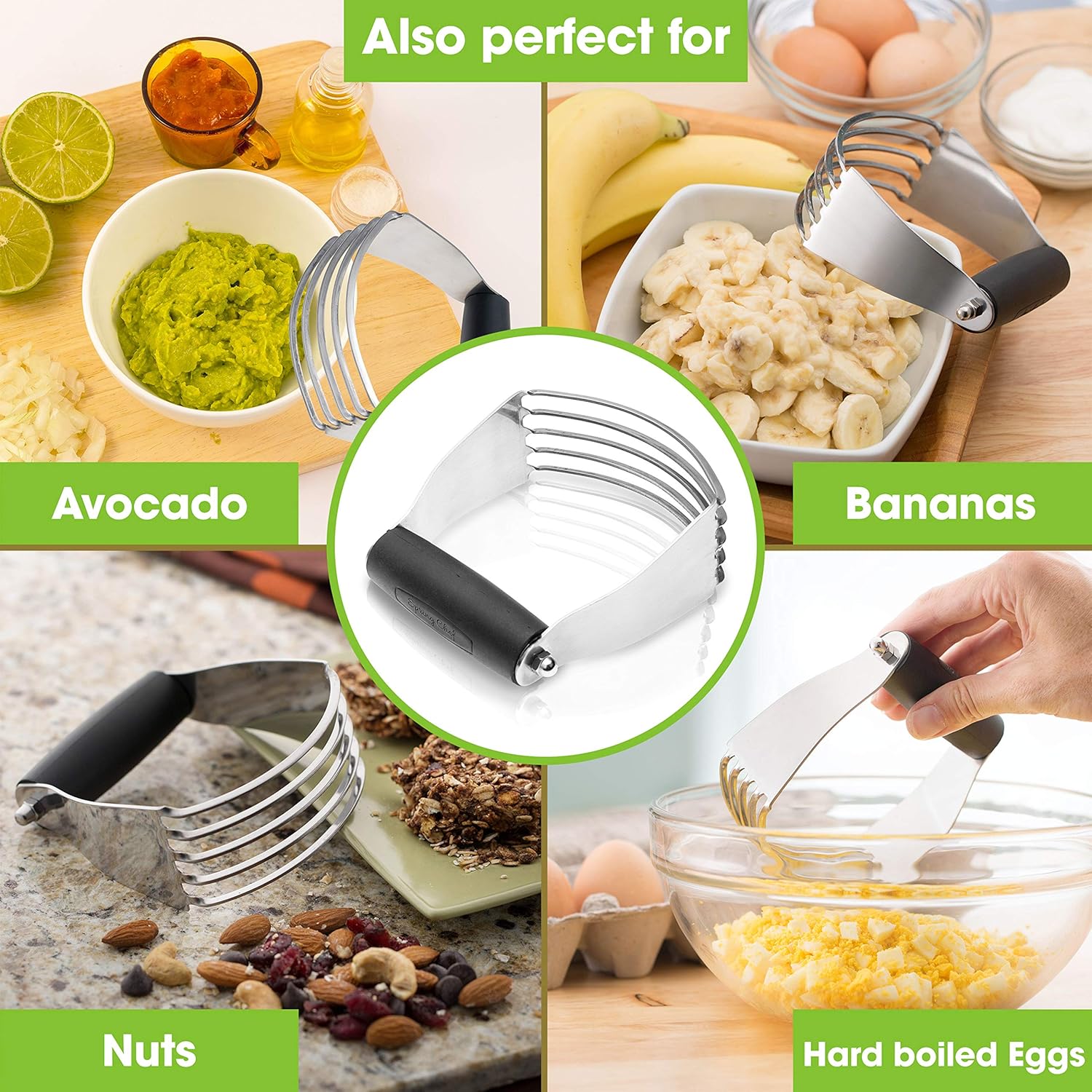 Spring Chef Dough Blender, Top Professional Pastry Cutter with Heavy Duty Stainless Steel Blades, Medium Size: Kitchen & Dining