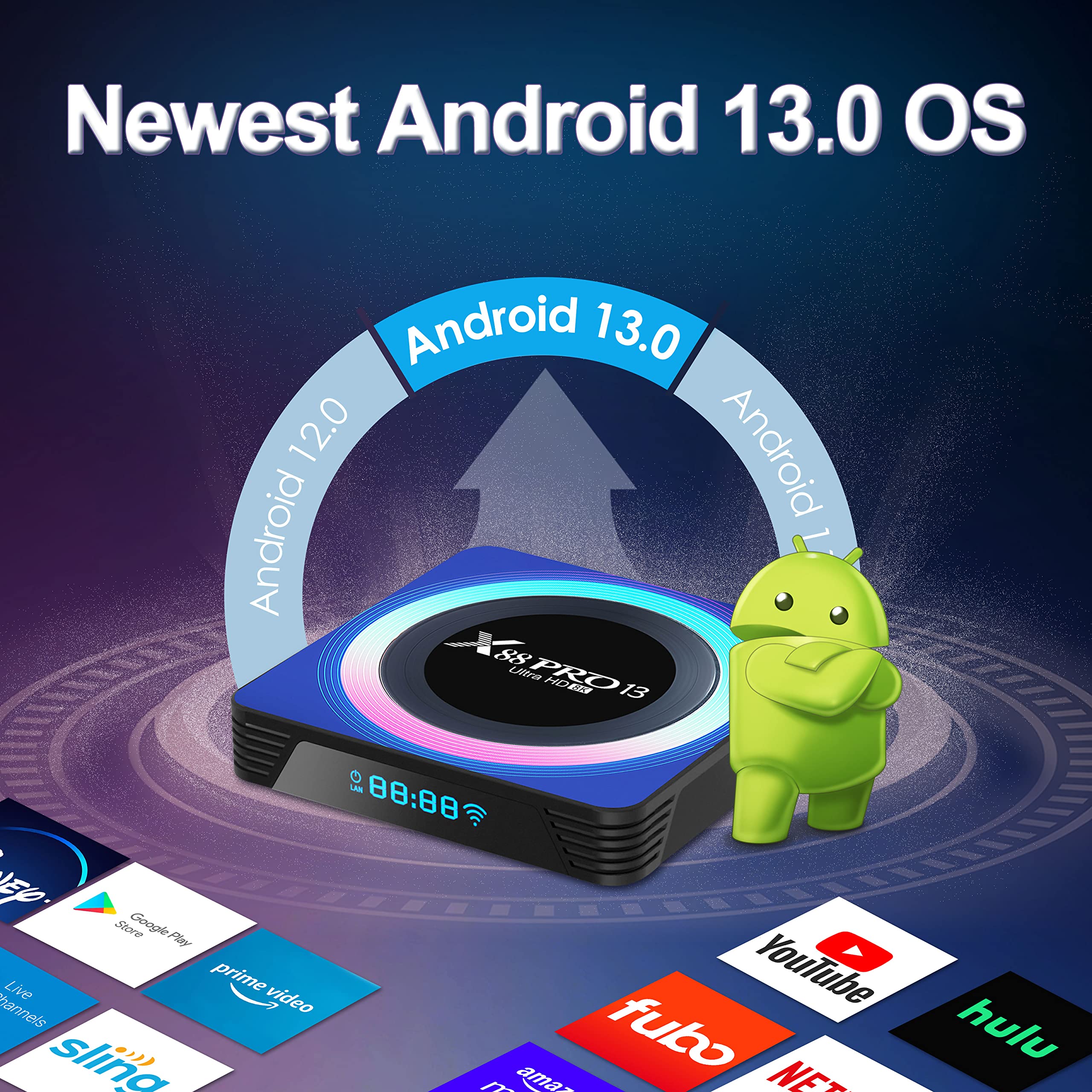 EASYTONE 2024 Android TV Box 13.0 Pro-13 Android 13 TV Box 4GB RAM 32GB ROM,WiFi 6 8K/6K TV Box Android RK3528 Quad-Core 2.4/5.8GHz WiFi Bluetooth 5.0 USB 3.0 Android Box Smart TV Box